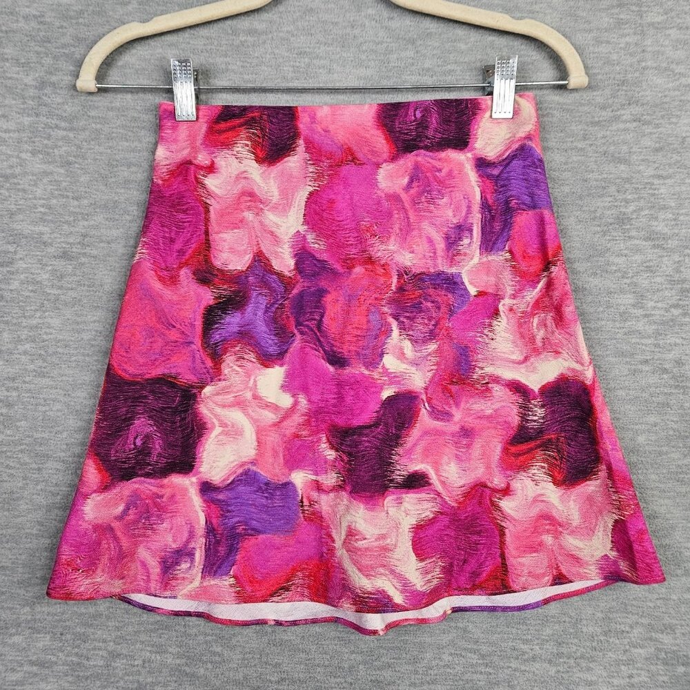 VICI Women's Monique Satin Printed Mini Skirt Fuchsia Multi Color Size XS NEW